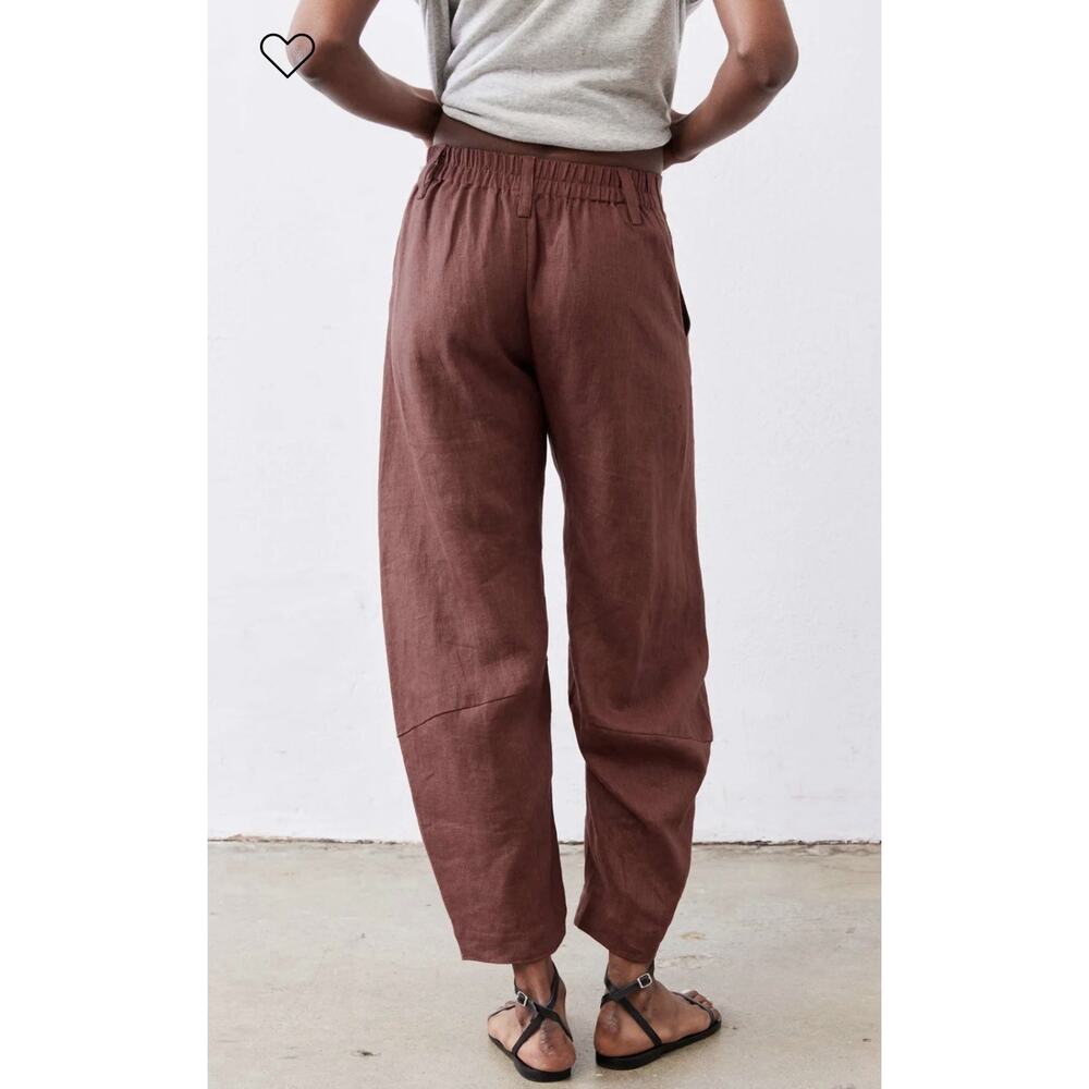 NEW Ruti The Uptown Loose Linen Pants •6• Spice Brown Work Barrel Leg $279 - Picture 2 of 13